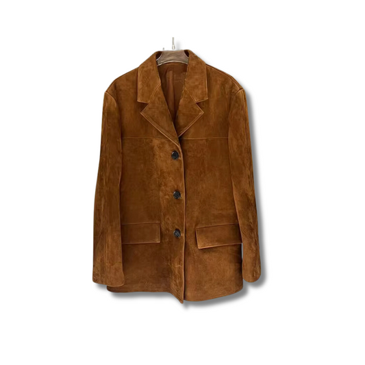 Womens Oversized Kid Suede Coat