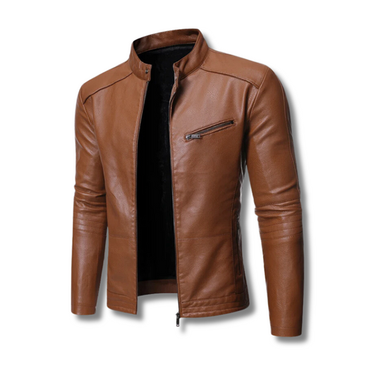 Mens Vegan Leather Light Harrington Style Jacket