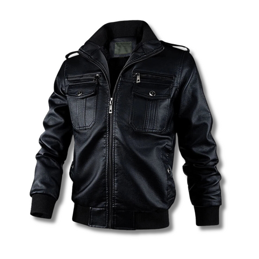 Mens Vegan Leather Aviator Style Jacket