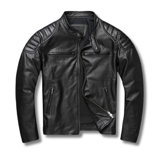 Mens Cow Hide Vintage Café Racer Jacket