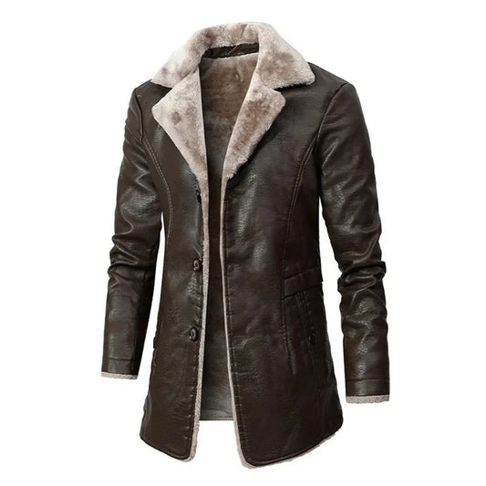 Mens Vegan Leather Winter Coat