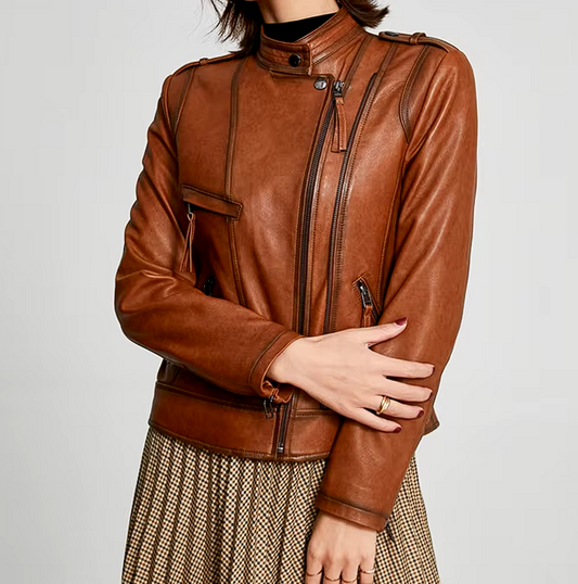 Womens Sheepskin Biker Style Jacket